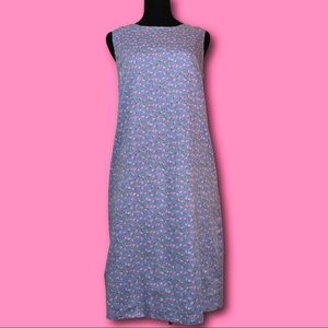 Vintage Blue Floral Laura Ashley Shift Dress Size 8